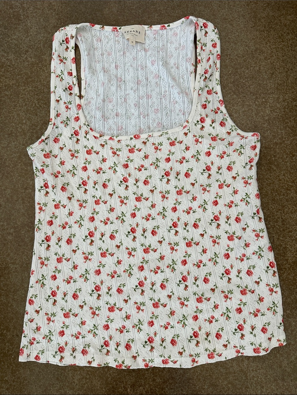 Sezane Juan Top Pointelle Mady Print - Size M